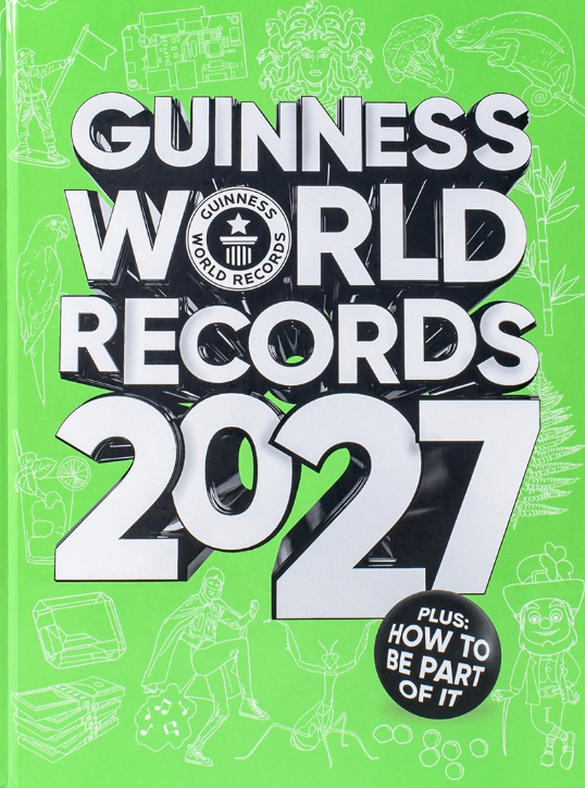 Guinness World Records 2027 neon-green book cover giveaway