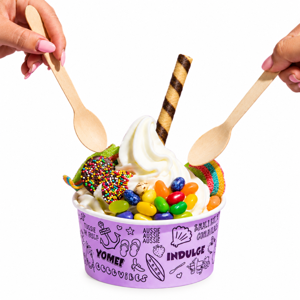 Swirled frozen yogurt dessert at YOMG Broadbeach